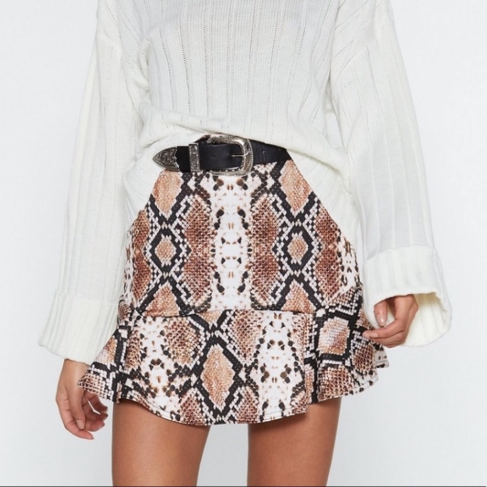 Snake Print Mini Skirt
